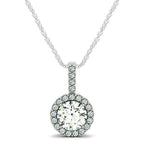 14k White Gold Diamond Halo Round Style Pendant (5/8 cttw)