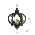 Farmhouse Chandelier, 6 Light Wood Chandelier Living Room Entryway