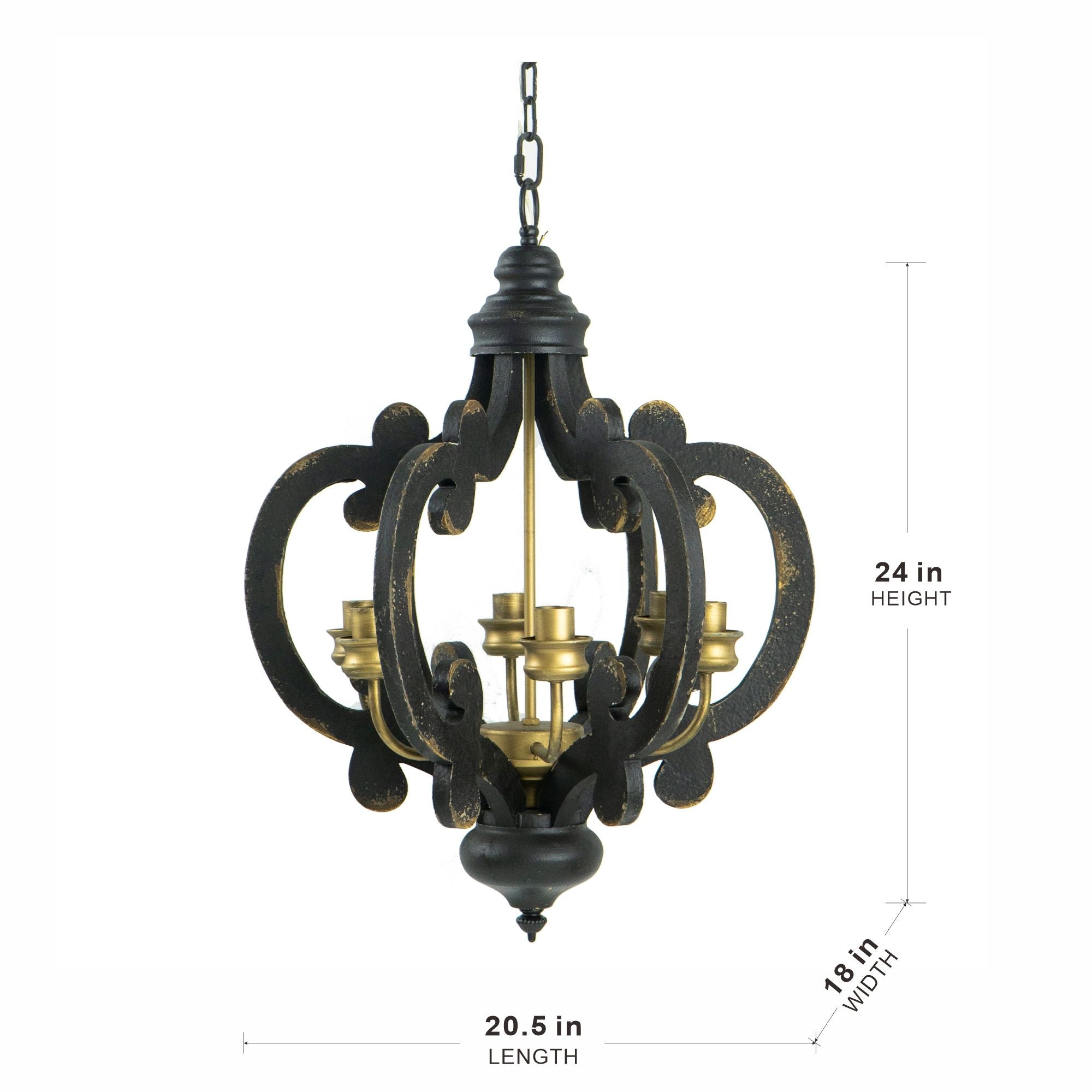 Farmhouse Chandelier, 6 Light Wood Chandelier Living Room Entryway
