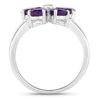 1.35 Carat Genuine Amethyst and Created White Sapphire .925 Sterling Silver Ring