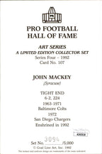 John Mackey HOF Autographed Goal Line Art GLAC Postcard Baltimore Colts JSA