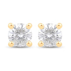 0.23 Carat Genuine White Diamond 10K Yellow Gold Earrings