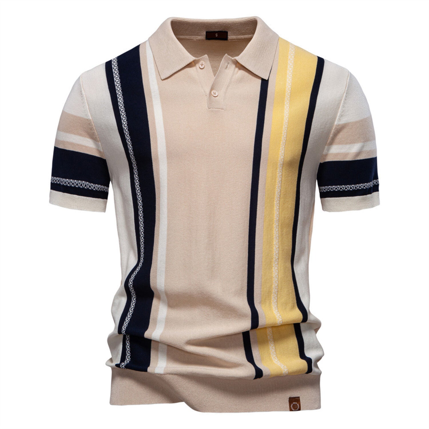 Vertical Asimetric Striped Polo Shirt // Apricot