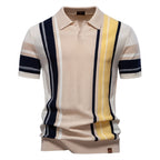 Vertical Asimetric Striped Polo Shirt // Apricot