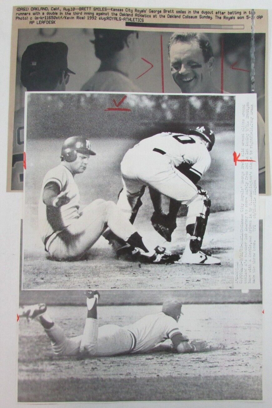 Lot of 9 George Brett Kansas City Royals 1980's-90's News Wire Photos 157376
