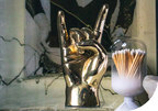 Horns Up or Rock On Hand Sign Sculpture in Brass