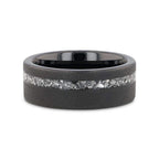 ABYSS Sandblasted Black Tungsten Ring with Meteorite Fragments Inlay – 8mm
