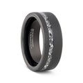 ABYSS Sandblasted Black Tungsten Ring with Meteorite Fragments Inlay – 8mm
