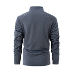 Quarter-Zip Long Sleeve Shoulder Ribbed Shirt // Gray
