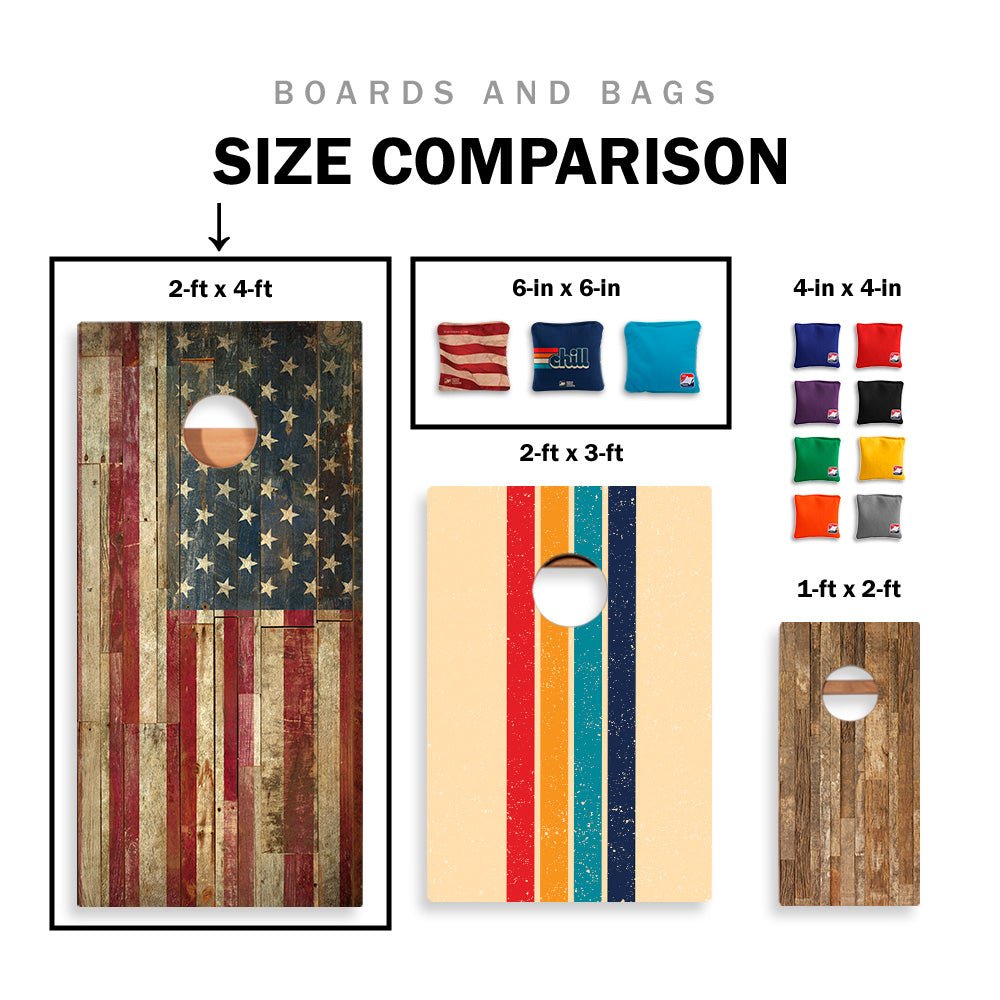 Classic Stripes Mahogany Blue and Red Silver Series Cornhole Boards