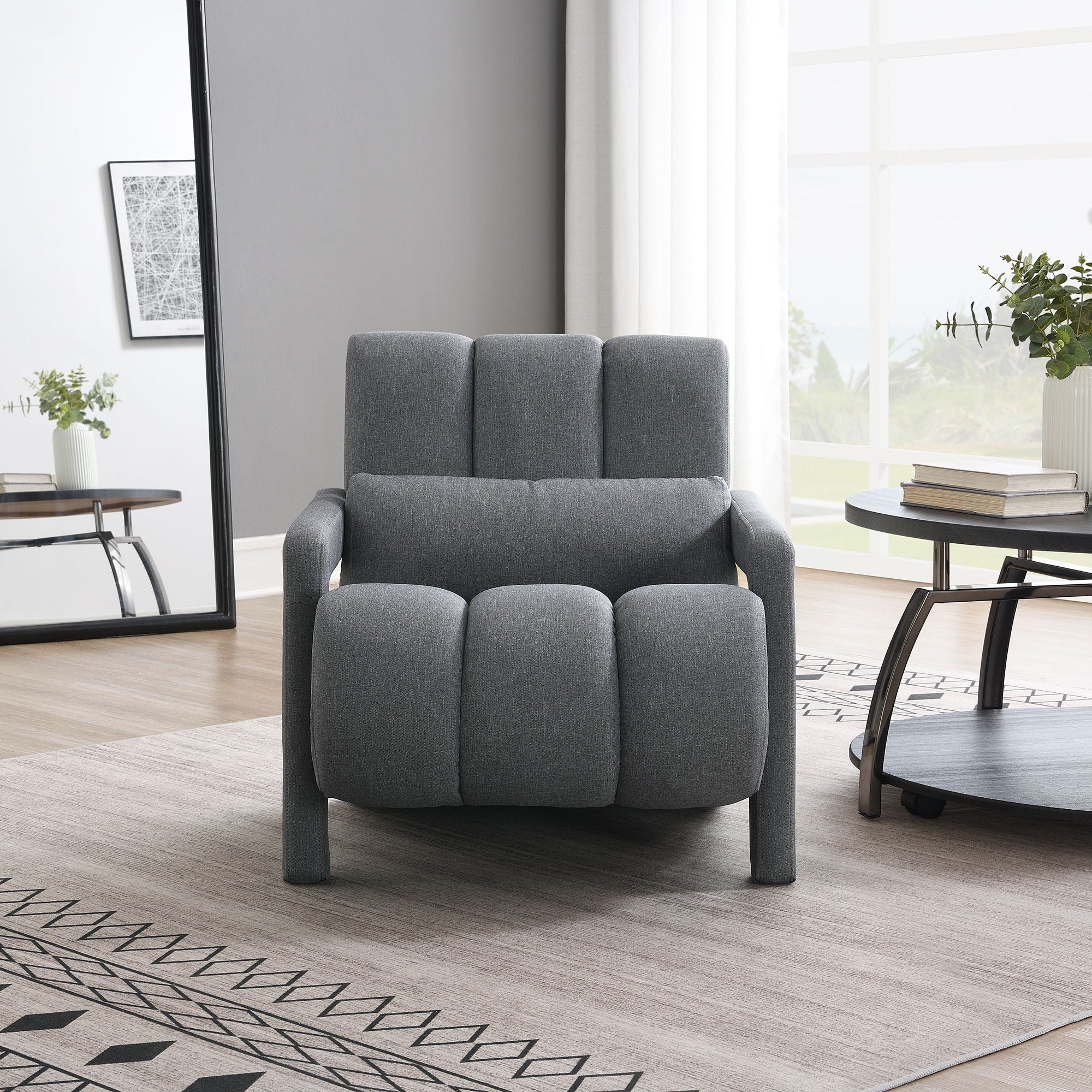 Modern Upholstered Accent Chair, Comfortable Fabric With A Pillow