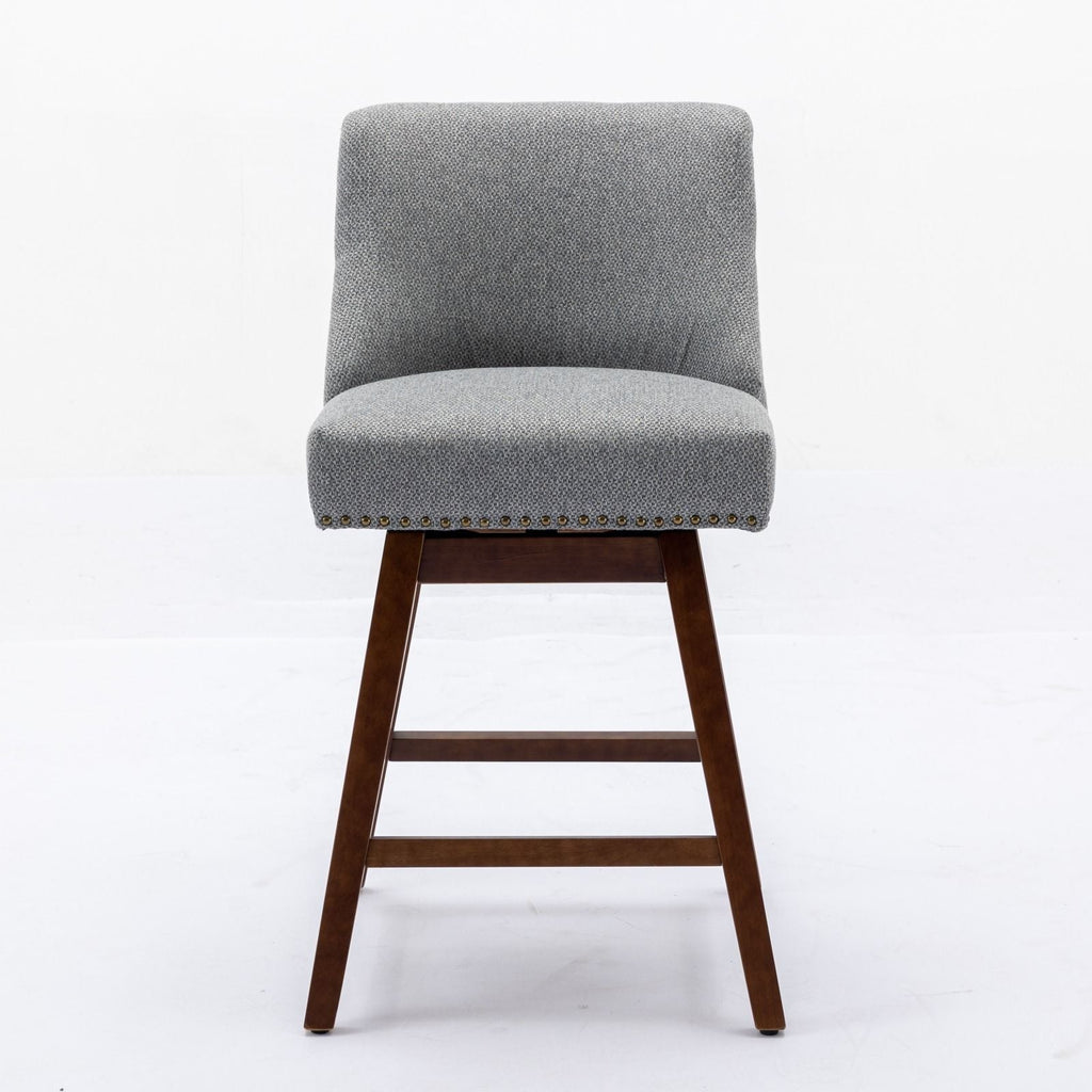 Counter Height Swivel Barstools, 26'' H Seat Height Upholstered Bar Stools (Set of 2), Fabric