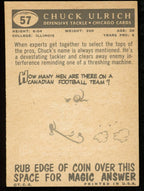 1959 TOPPS Football Card #57 Signed/Auto Chuck Ulrich Chicago Cardinals