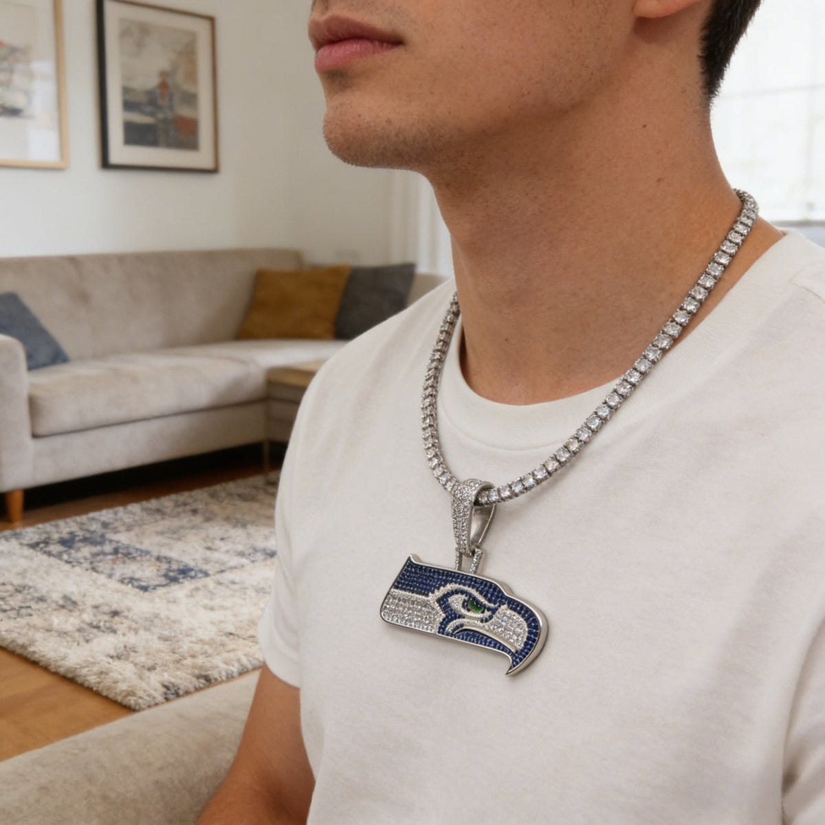 Seattle Seahawks Zircon Pendant Necklace – Game Day & Holiday Gift for Sports Fans