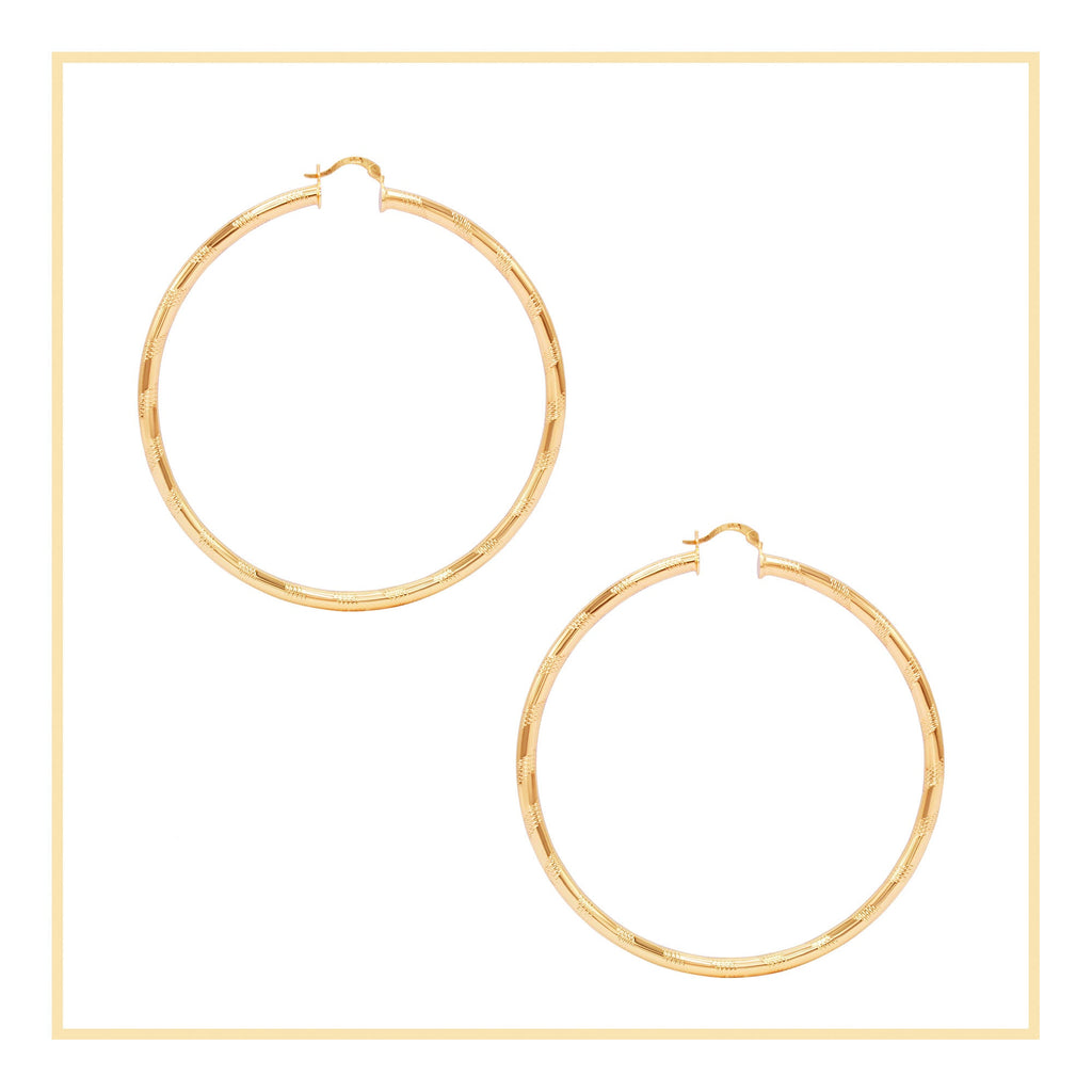 Slit Cut 14K Gold-Filled Hoop Earrings For Women 25 - 80 mm