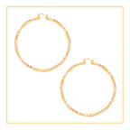 14K Gold-Filled Box Textured Cut Hoop Women Earrings 4 mm Thick 25-80 mm