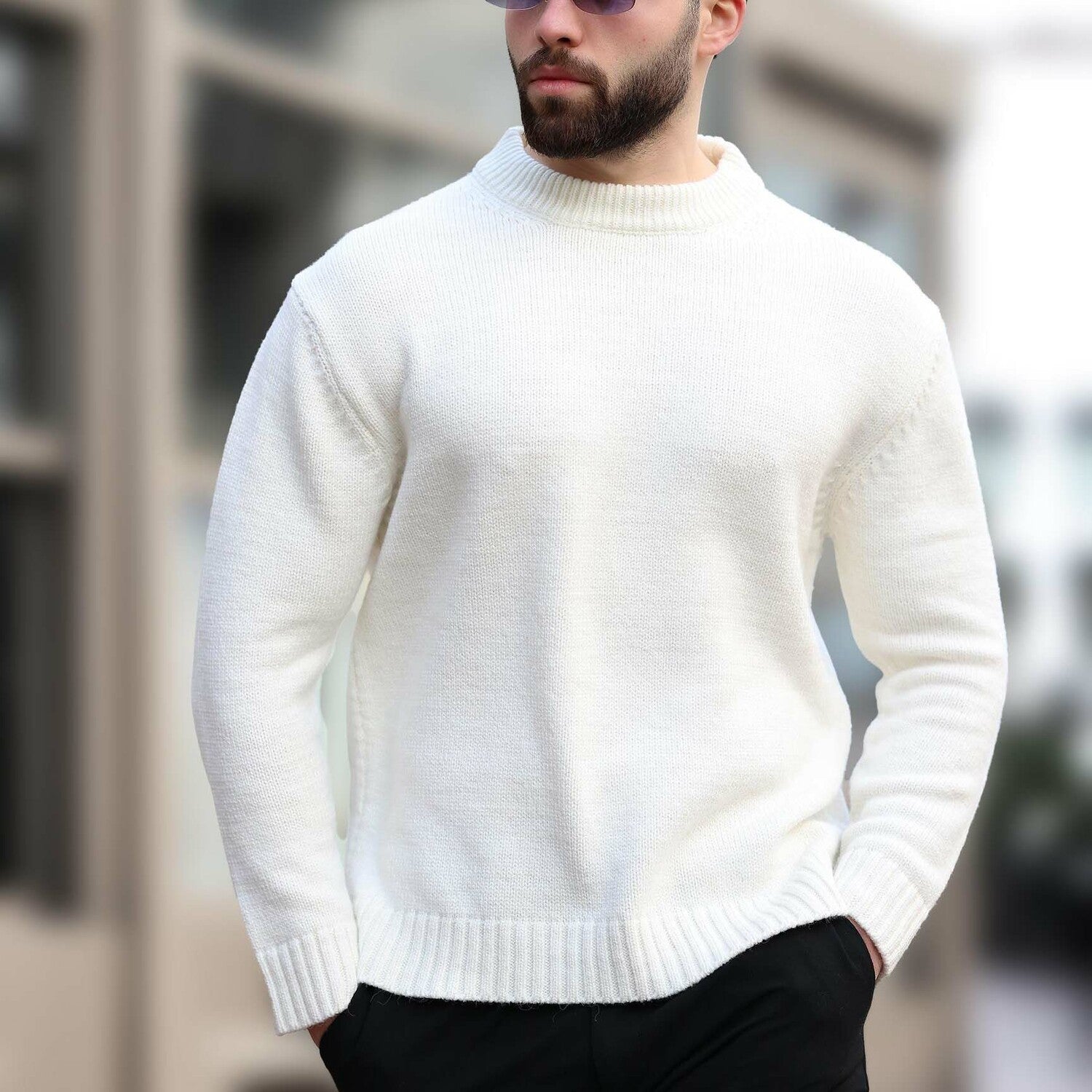 Crewneck Knit Sweater // Ecru