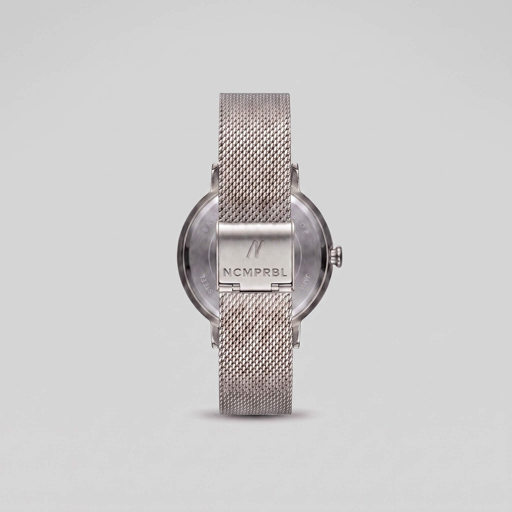 NCMPRBL Advance Hushed Silver Quartz 36MM Mesh Watch