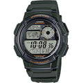 Casio Men’s World Time Green Resin Digital Watch - AE-1000W-3AVCF