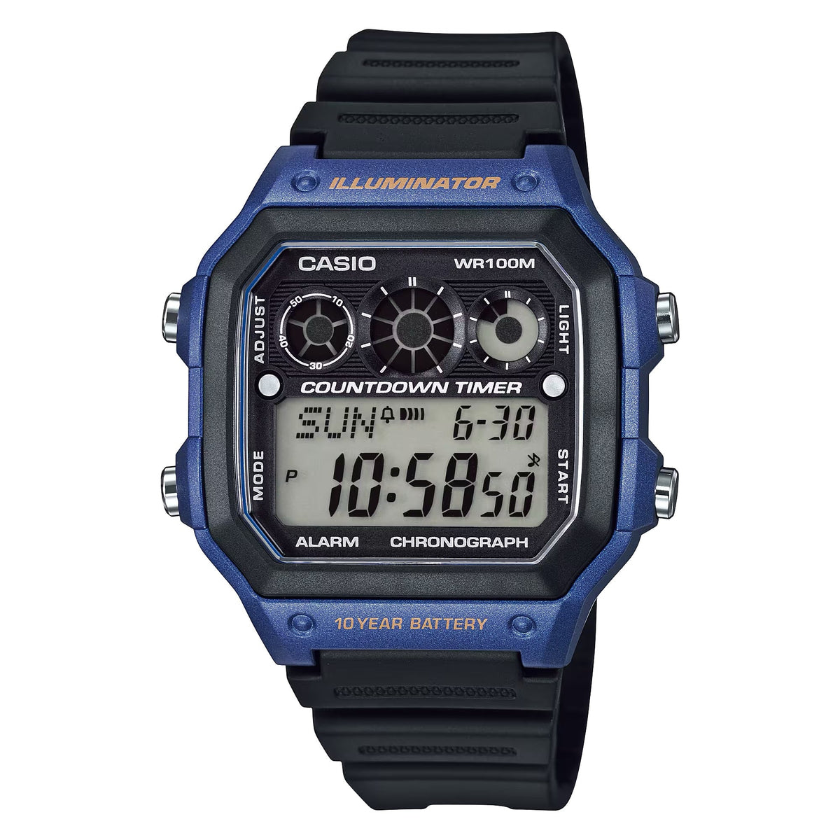 Casio Men's Blue Accent Digital Resin Strap Watch - AE-1300WH-2AVDF