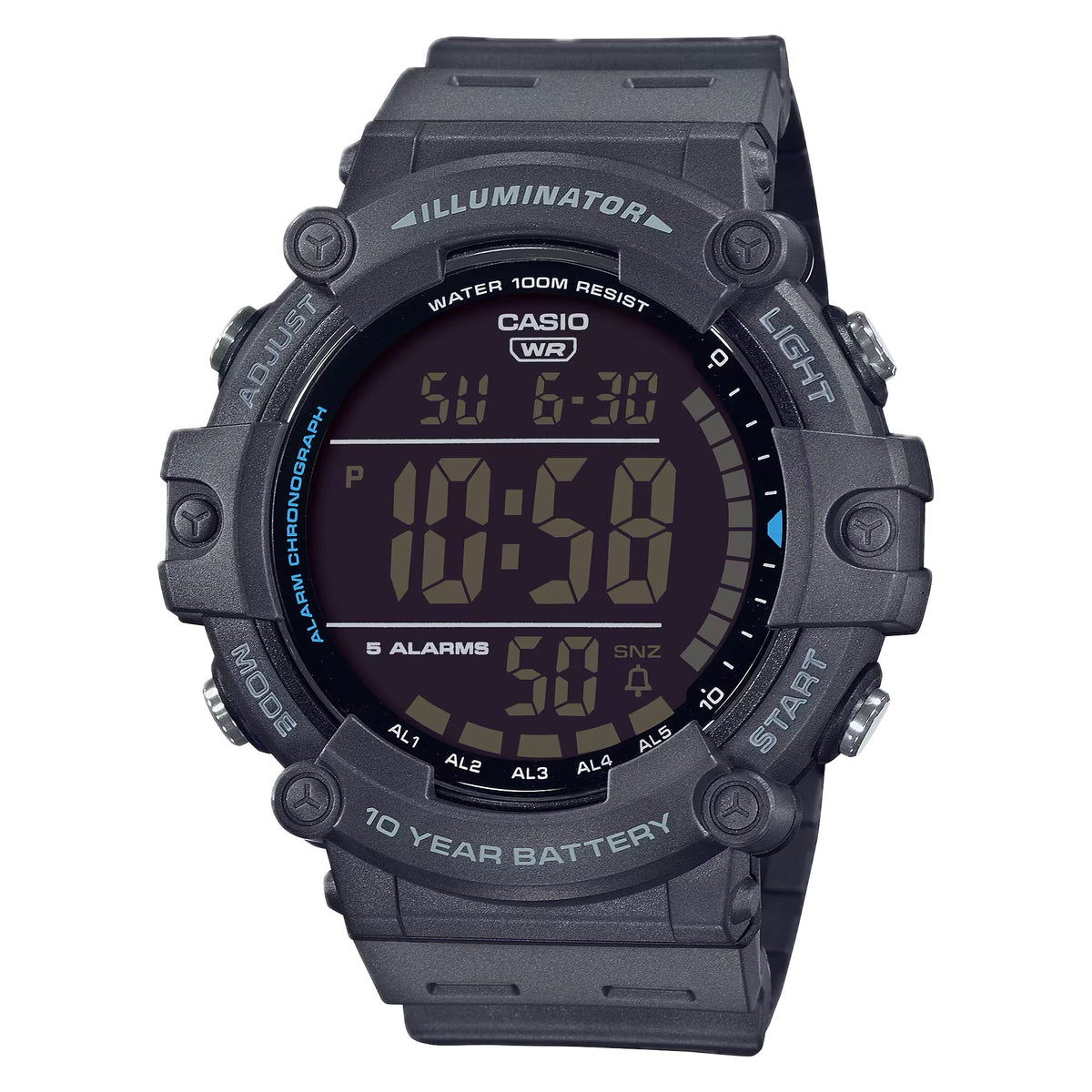 Casio Men's Dark Gray Digital Watch with Black Dial - AE-1500WH-8BV
