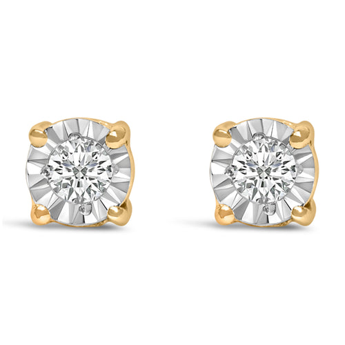 .925 Sterling Silver 1/10 Cttw Round Brilliant-Cut Lab Grown Diamond Miracle-Set Stud Earrings (F-G Color, VS1-VS2 Clarity)
