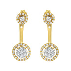 14K Yellow Gold Plated .925 Sterling Silver 5/8 Cttw Diamond Removable Stud and Dangle Earrings (I-J Color, I2-I3)