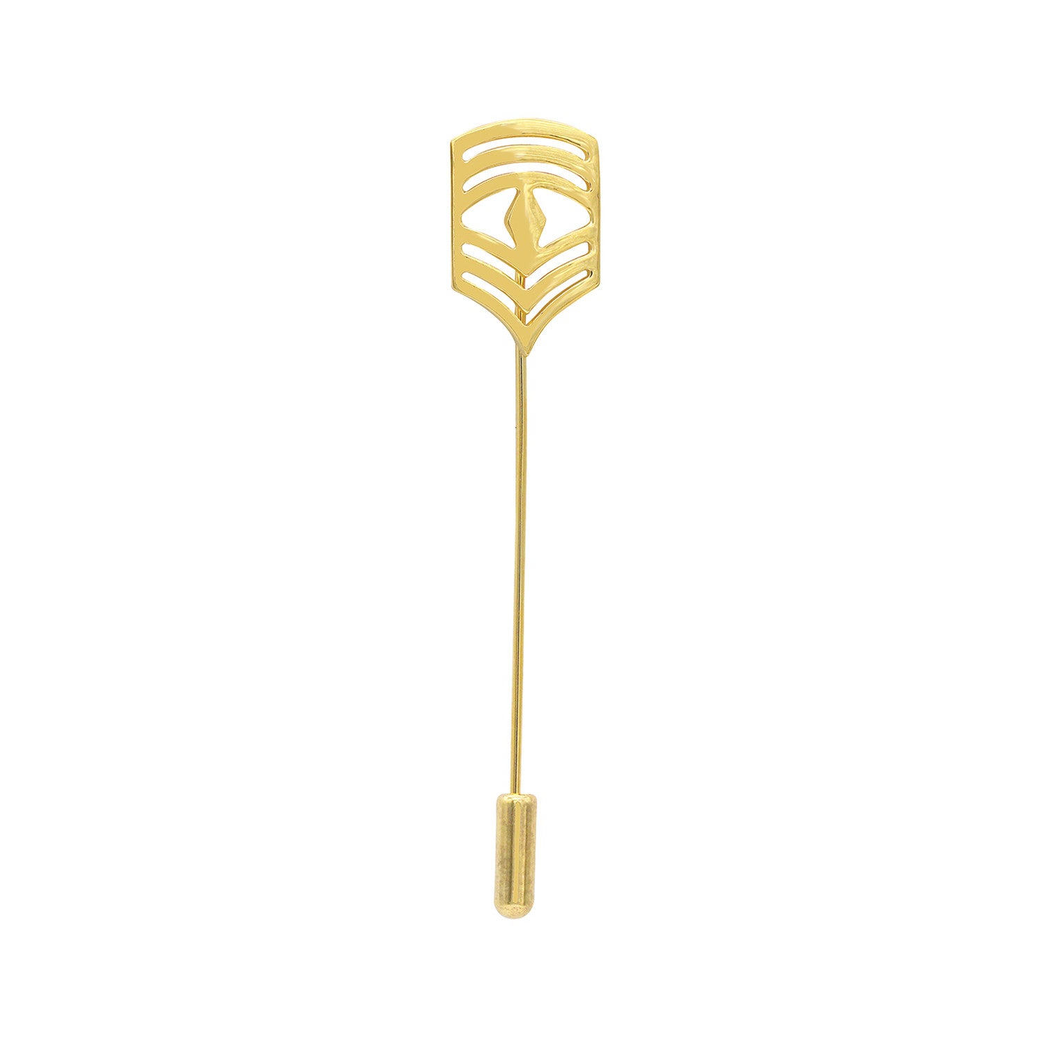 Chevron Badge Lapel Pin // Yellow Gold Plating
