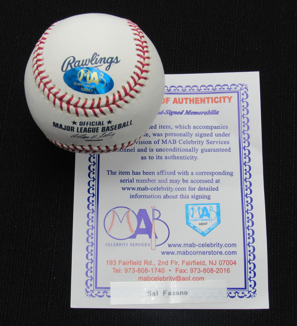 Sal Fasano Signed/Auto Yankees 100th OML Baseball MAB 187018