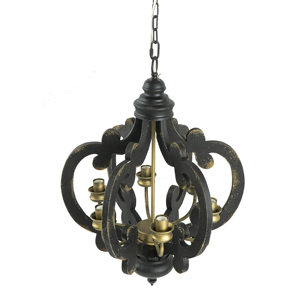 Farmhouse Chandelier, 6 Light Wood Chandelier Living Room Entryway