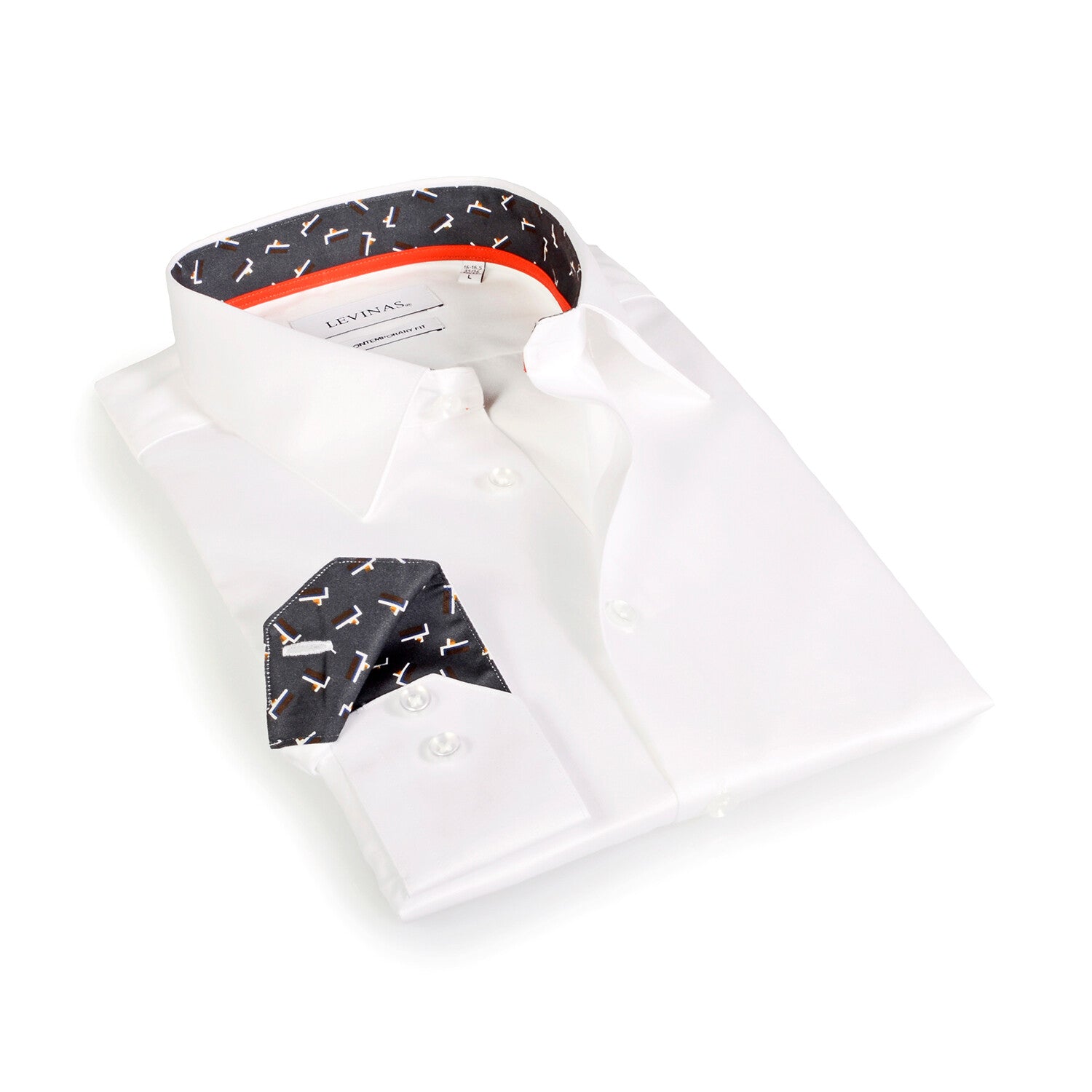 Contrast Collar & Cuff Button Up // White + Block Trim