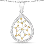 0.45 Carat Genuine White Diamond and Yellow Diamond .925 Sterling Silver Pendant