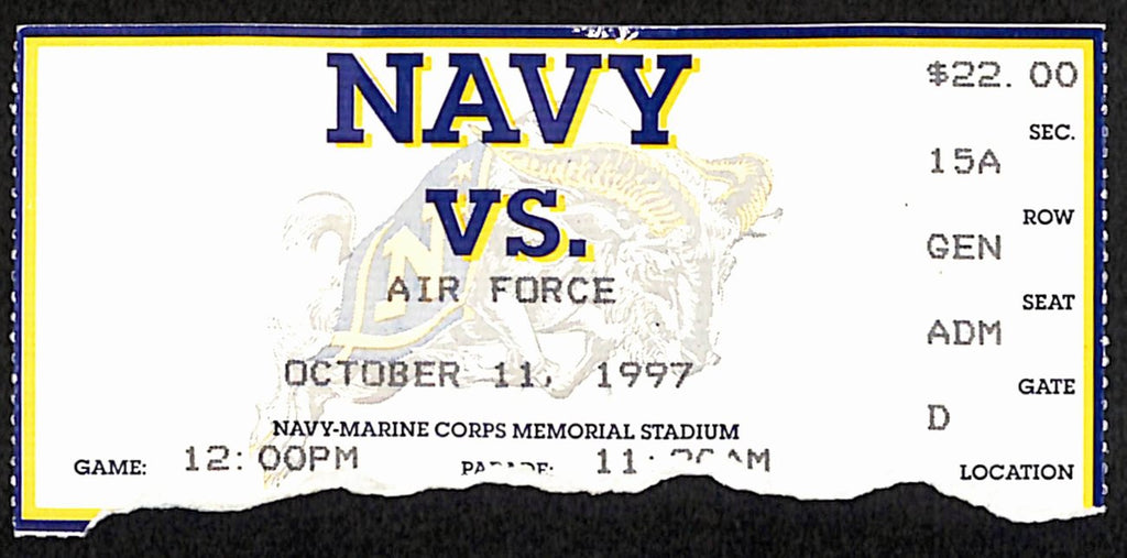 October 11, 1997 Air Force vs. Navy College Football Game Ticket Stub 190211