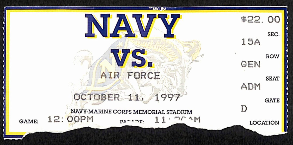 October 11, 1997 Air Force vs. Navy College Football Game Ticket Stub 190211