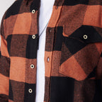 Slim Fit Flap Pocket Checkered Lumberjack Shirt // Black + Orange