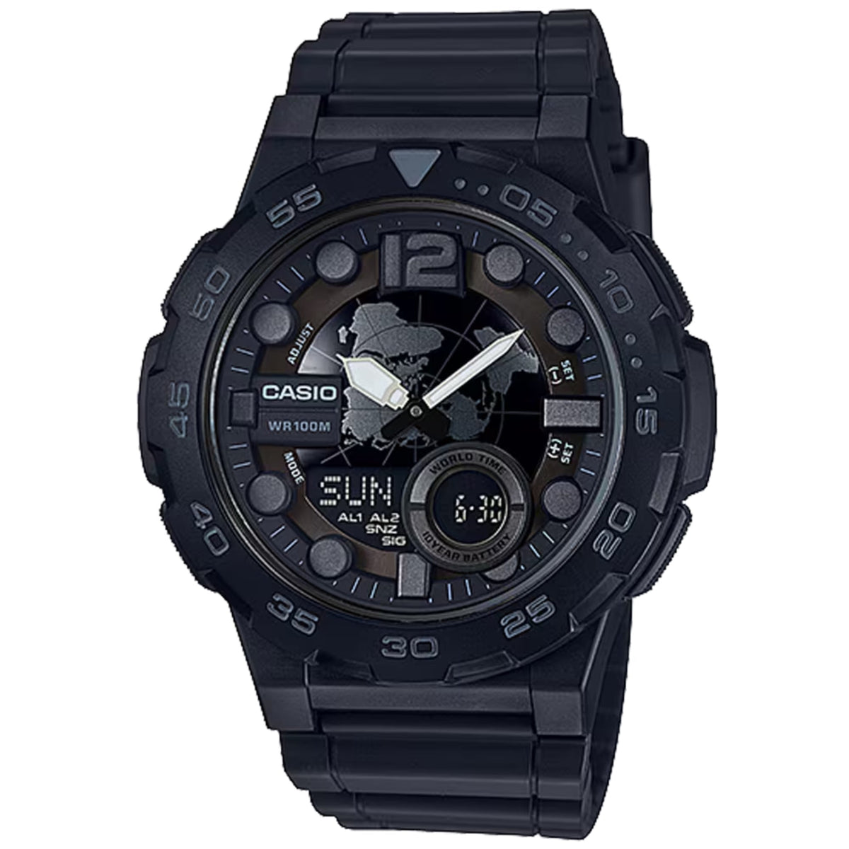 Casio Men’s Analog-Digital Watch with Black Dial - AEQ-100W-1BV