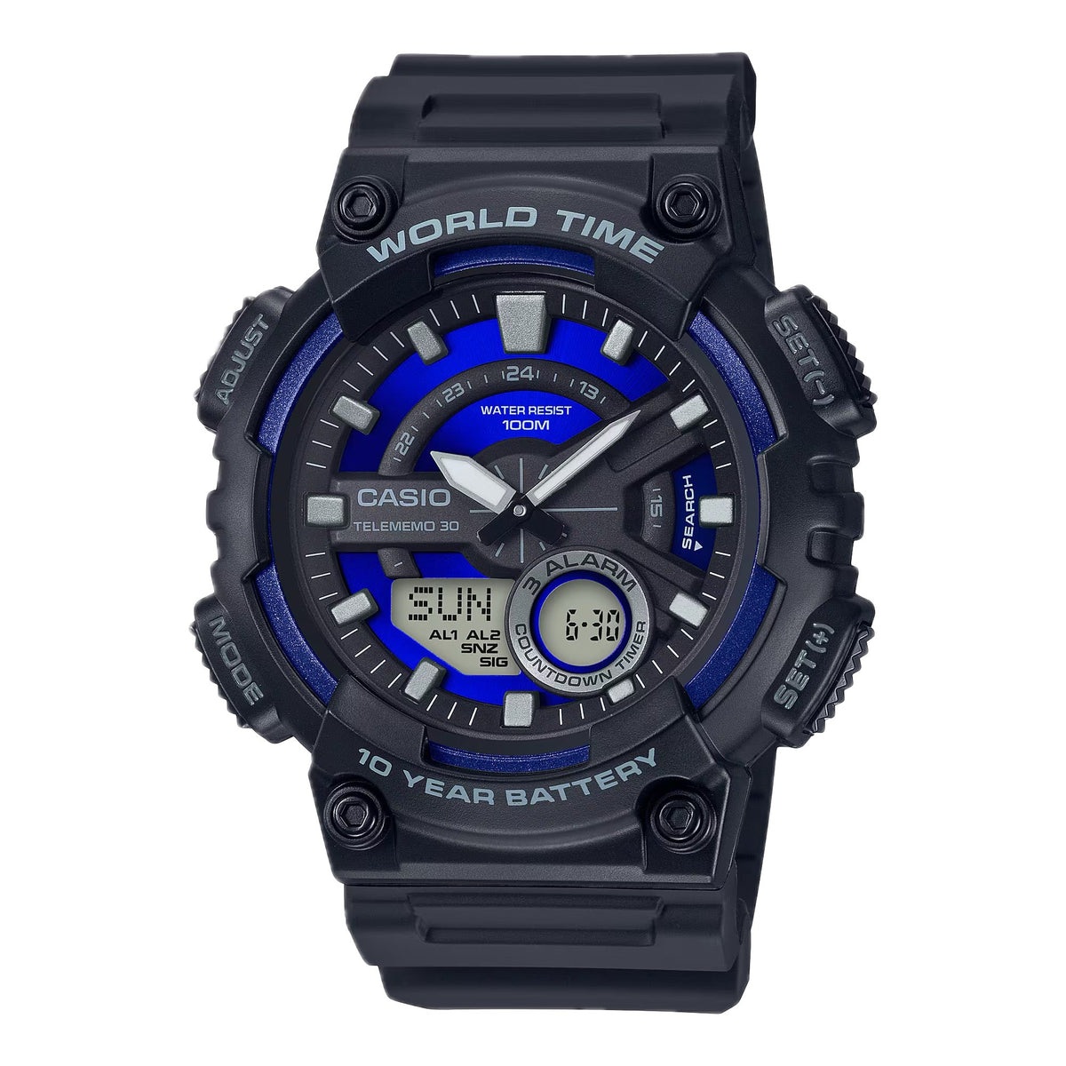 Casio Men's Analog-Digital Sport Watch with Blue Dial - AEQ-110W-2A2V