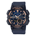 Casio Men's Analog-Digital Sport Watch with Blue and Rose Gold Dial - AEQ-110W-2A3V