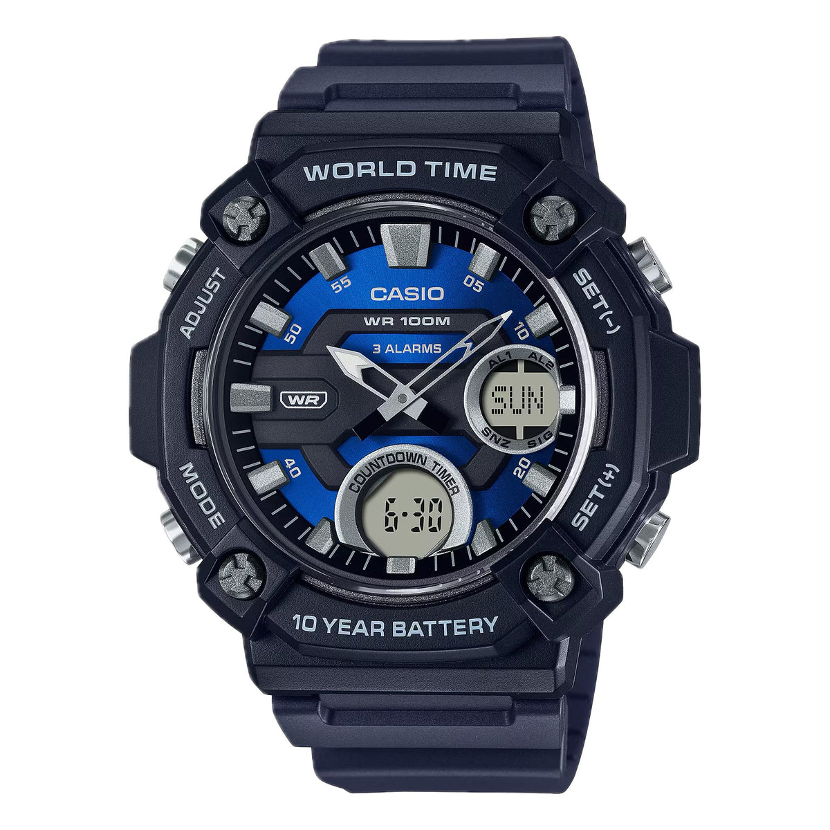 Casio Men's Analog-Digital Sport Watch with Blue Dial - AEQ-120W-2AVCF