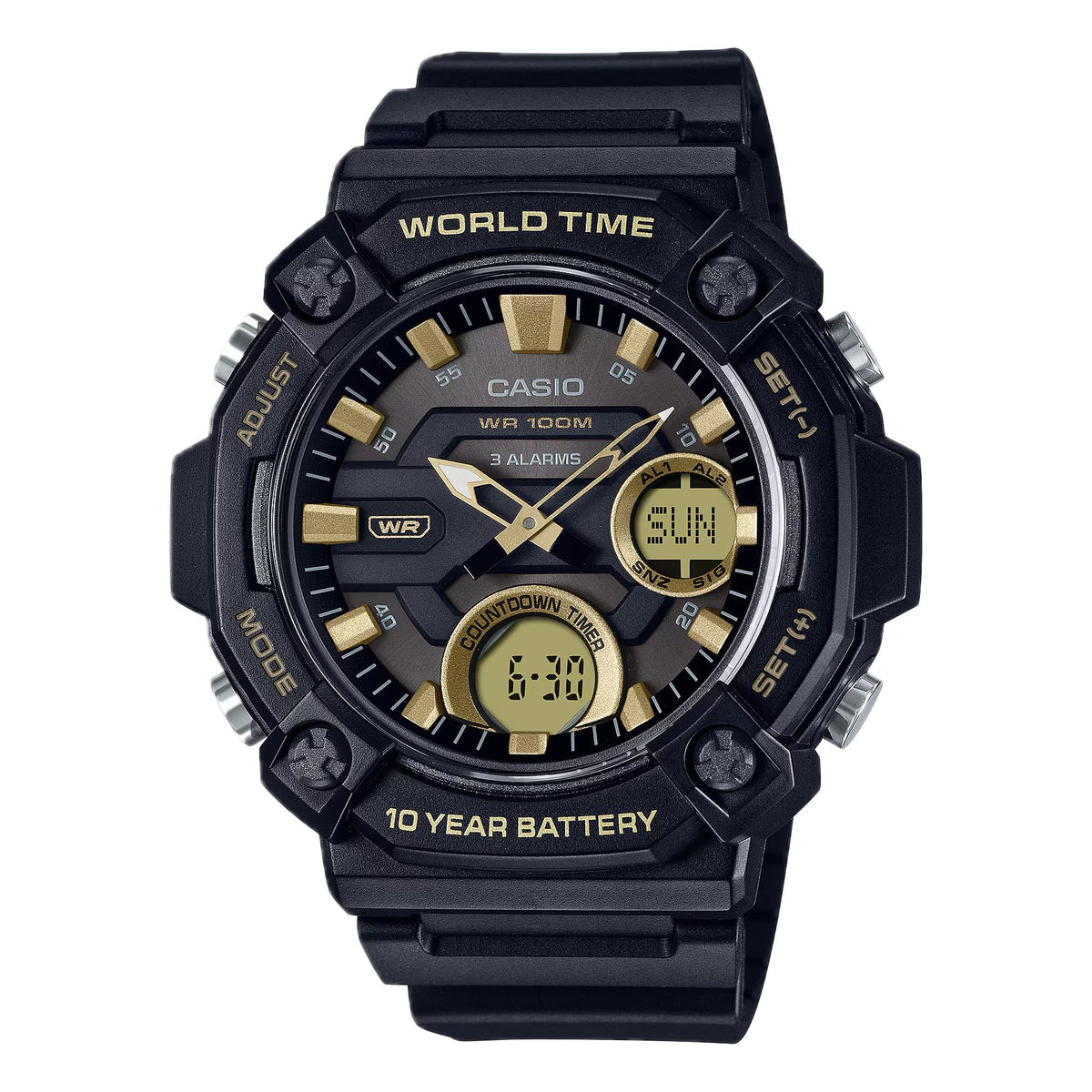 Casio Men's Analog-Digital Sport Watch with Gold Dial - AEQ-120W-9AVCF