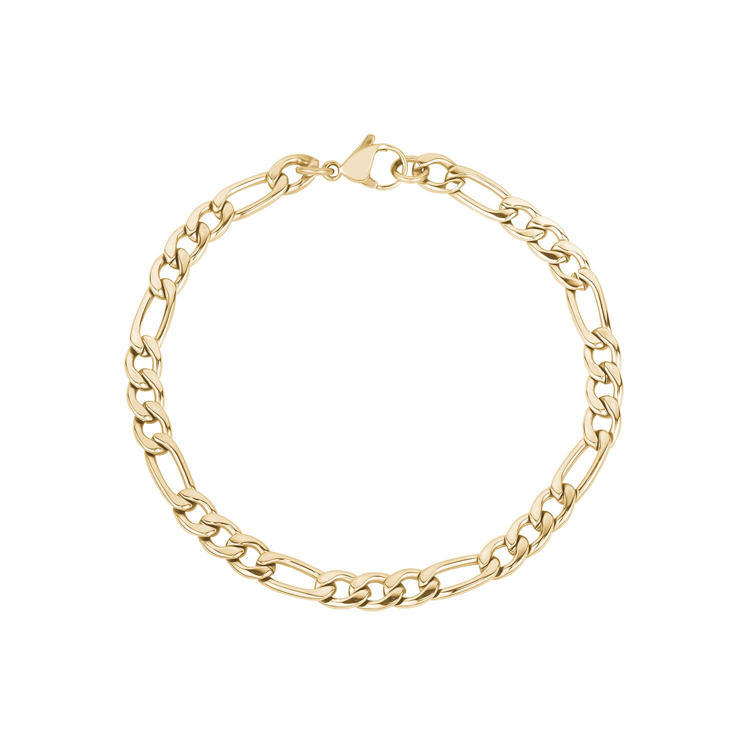 Steel Figaro Link Bracelet // 5mm // Gold Plated