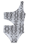 Girl's Stella Cove Kids' Snake Cutout One-Piece Swimsuit, Size 14Y - Black