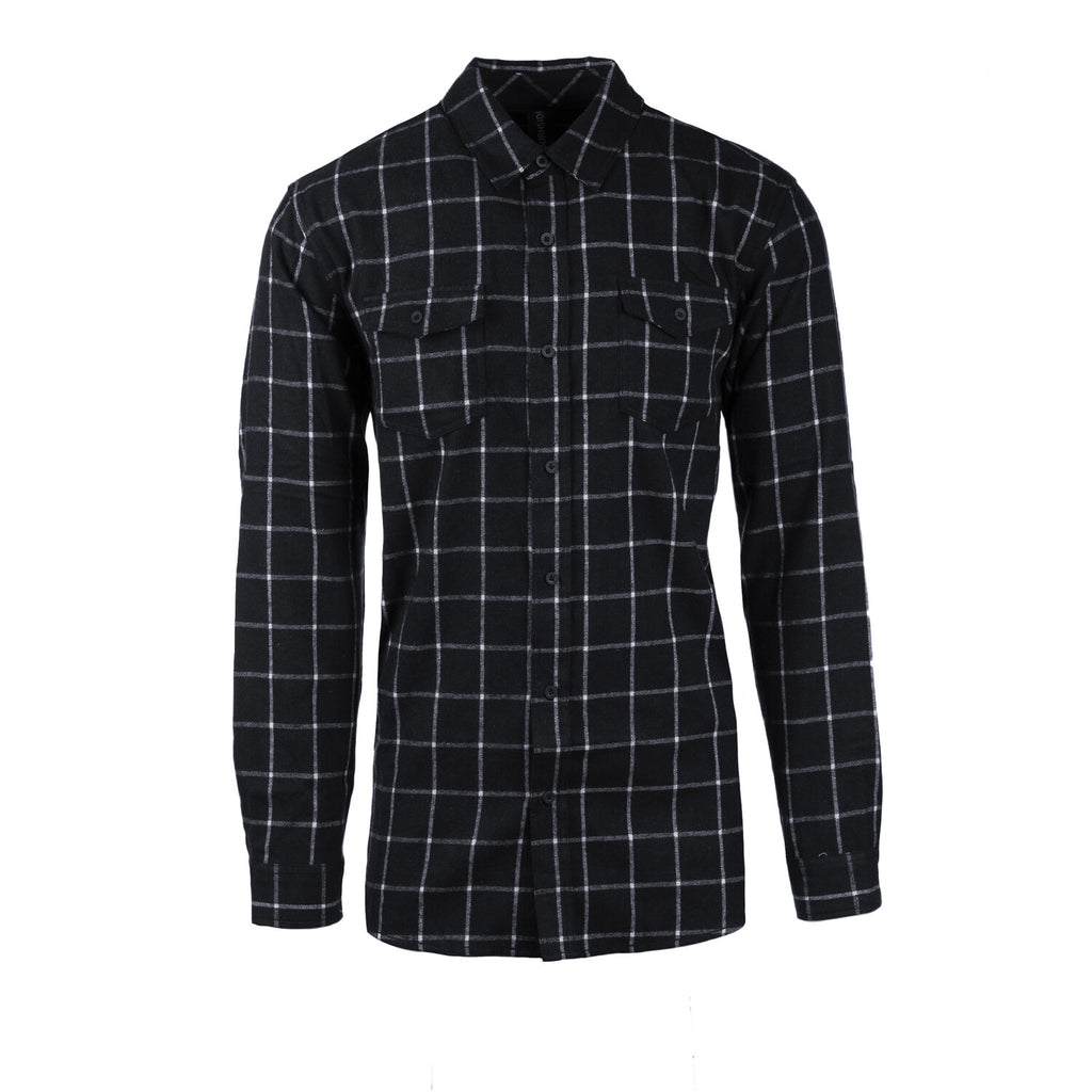 Windowpane 2-Pocket Long-Sleeve Flannel Shirt // Navy + White