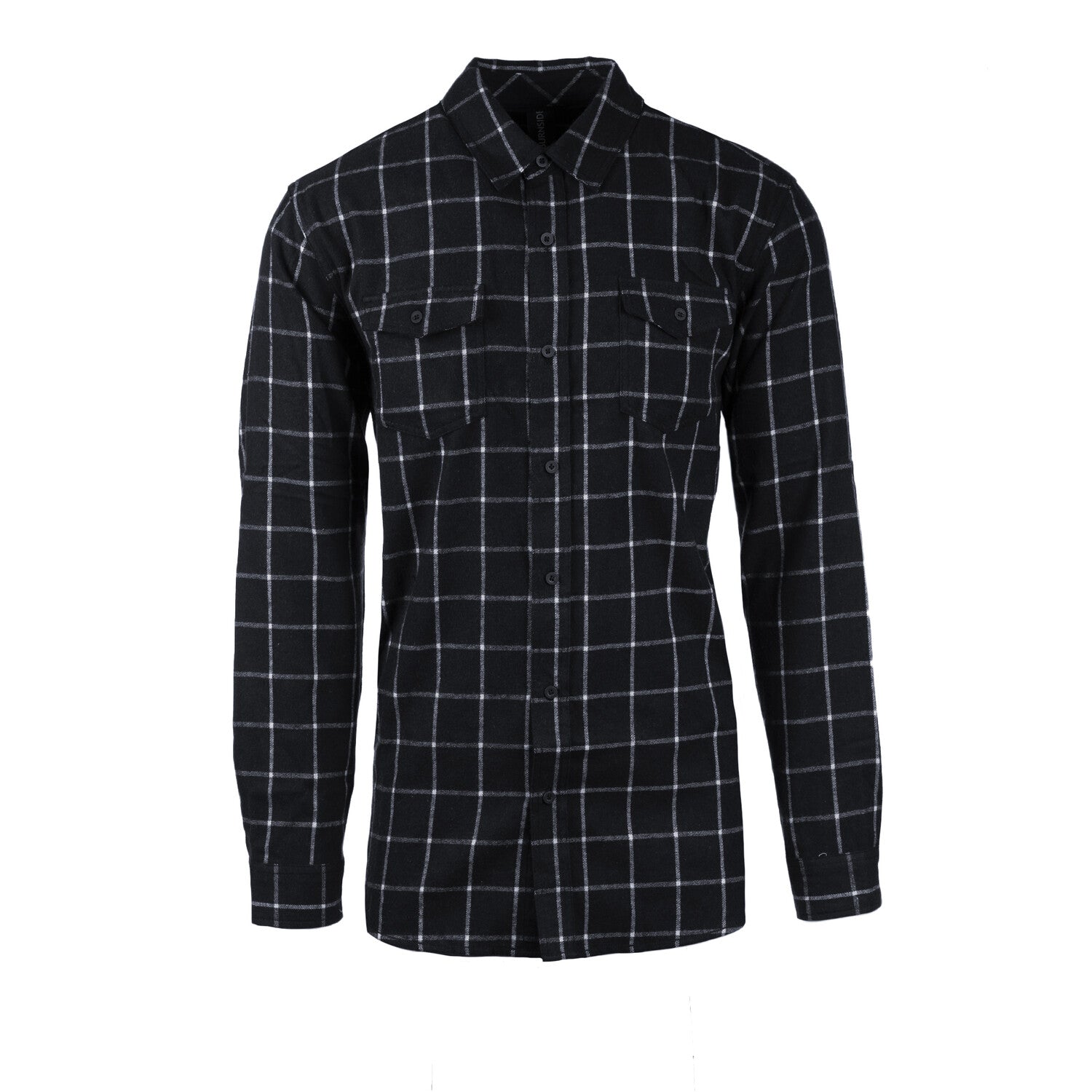 Windowpane 2-Pocket Long-Sleeve Flannel Shirt // Navy + White