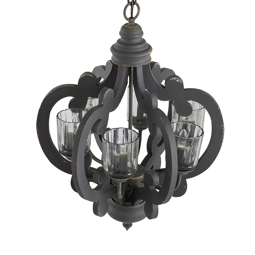 Farmhouse Chandelier, 6 Light Wood Chandelier Living Room Entryway