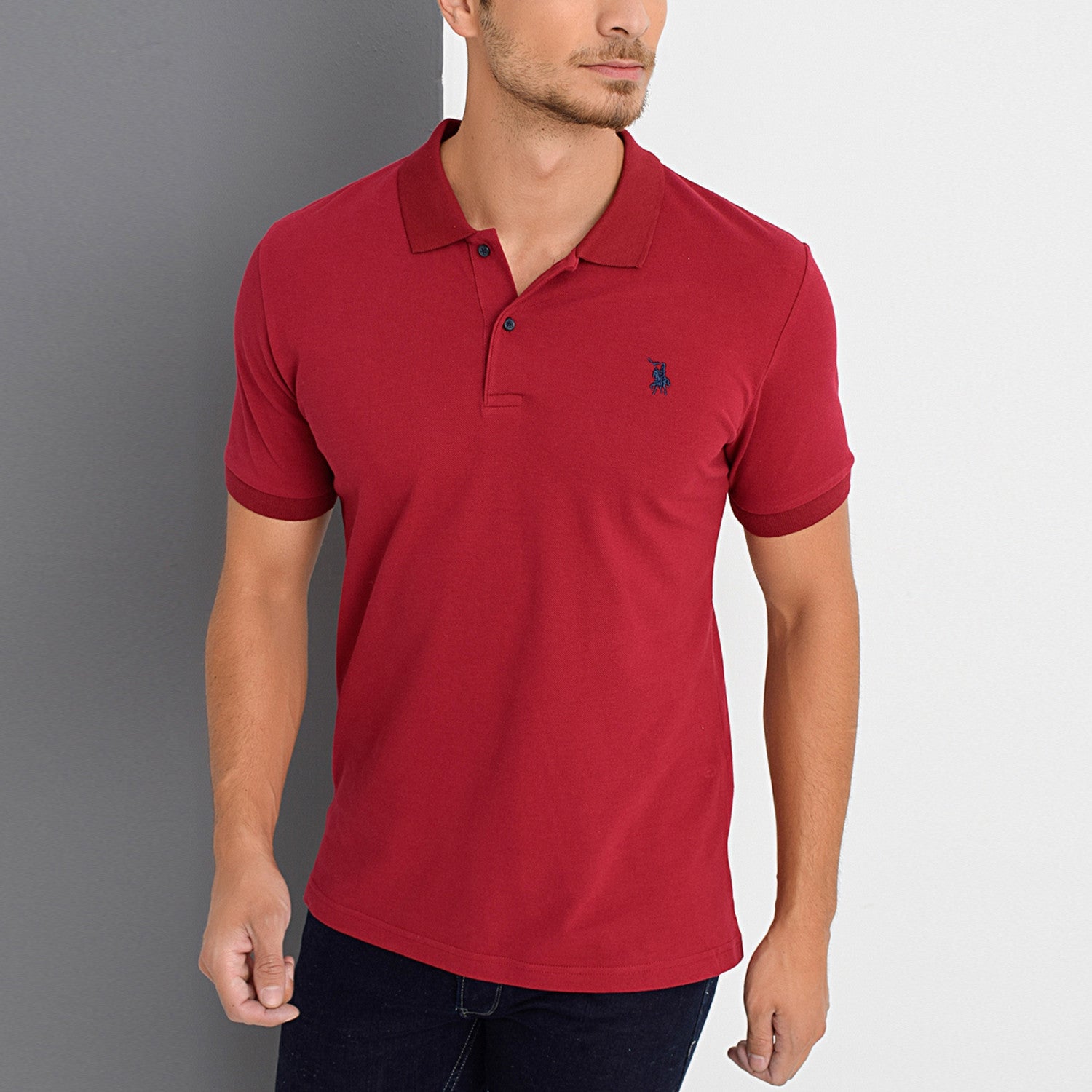 Short Sleeve Polo with Logo // Red