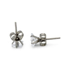 Cubic Zirconia Round Silver Stud Earrings Set Of 4 Stainless Steel Jewelry Men Women