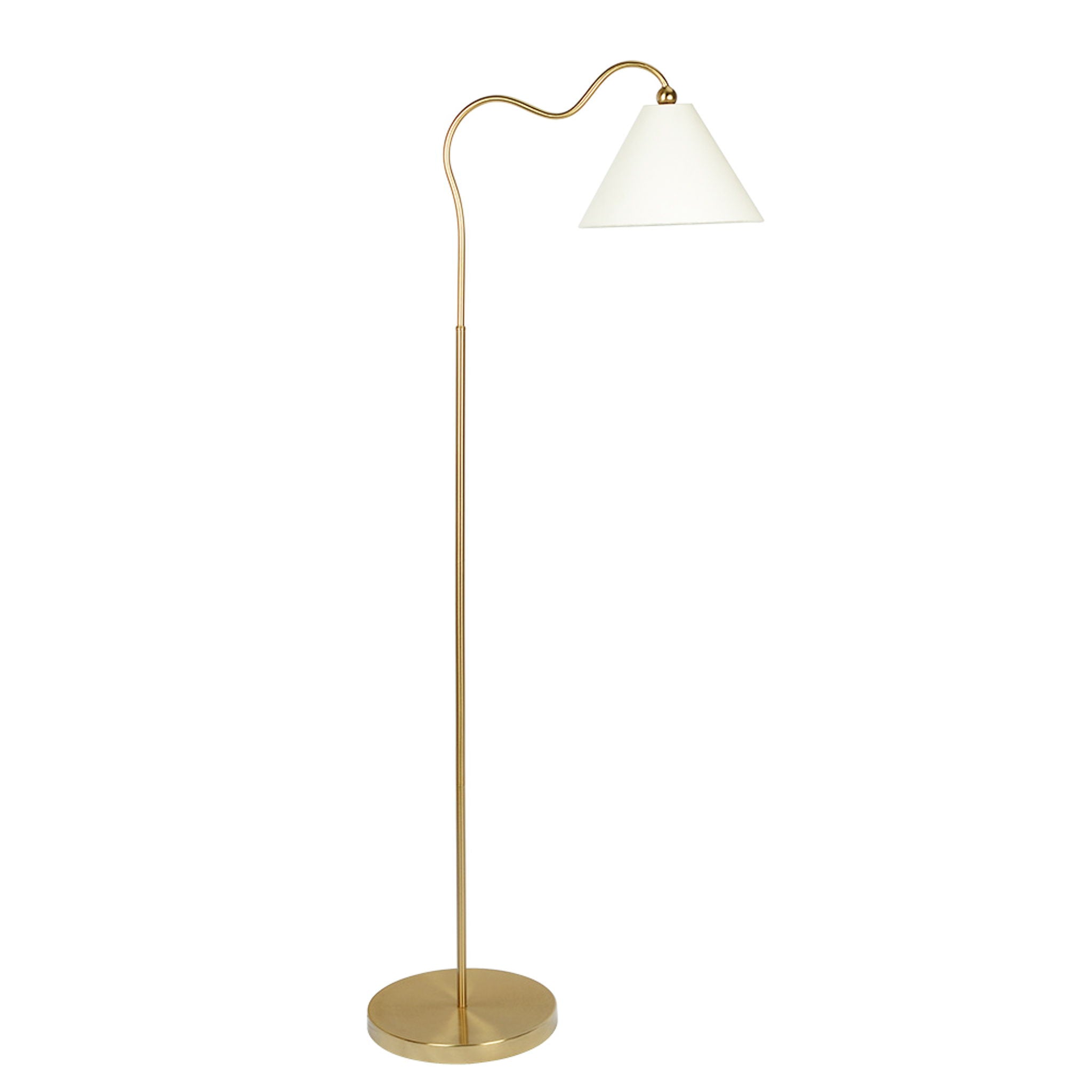 Majestic - Ring Base Curved Floor Lamp With Triangle Drum - Gold / White