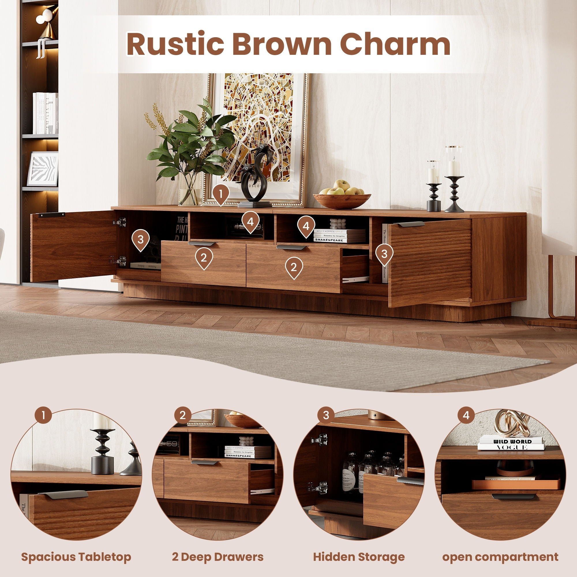 TV Stand, With Deep Drawers