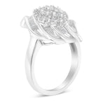 .925 Sterling Silver Â¾ Cttw Round and Baguette Cut Diamond Stair-Stepped Cluster Waterfall Cocktail Ring (I-J Color, I2-I3 Clarity) - Size 6
